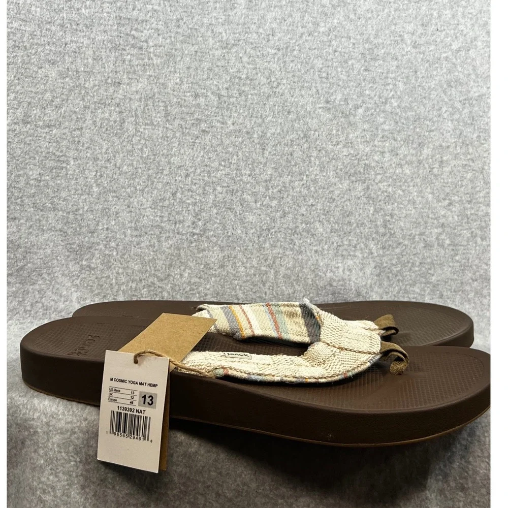 Sanuk‎ Men's 13 Cosmic Yoga Mat Hemp Flip Flop Shoe Natural Brown New Thong